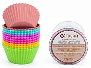Gifbera Reusable Silicone Cupcake Baking Cups Standard Muffin Molds, 6 Colors, Pack of 12