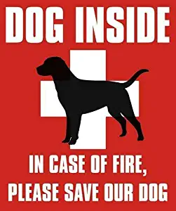 MAGNET 4x4 inch Dog Inside in Case of Fire Please Save Our Dog Sticker -pet fire Safety Magnetic vinyl bumper sticker sticks to any metal fridge, car, signs