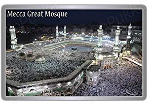 Mecca Great Mosque Night - Souvenir Fridge Magnet (Large: 90x60mm)