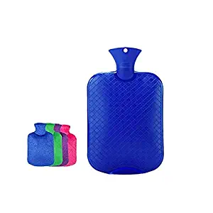 DSWRSD Hot Water Bottle with Super Soft Luxury Cover | 3 litres Large Hot Water Bag | Heat Or Cold Therapy | Random Colour Cover (Color : Blue)