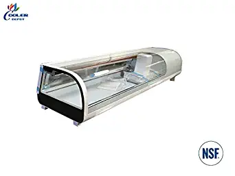 Sushi Refrigerator Cooler Display Case Countertop 5 Pan; LED Lighting; 72" Wide NSF ETL