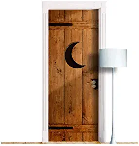 Outhouse Door. ONE Piece Sticky Mural, Decole, Skin, Wrap, Decal, Cover, Poster for Door, Wall or Fridge (Moon. Right knob, 30"x80")