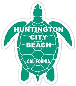 R and R Imports Huntington City Beach California Souvenir 4 Inch Green Turtle Shape Decal Sticke