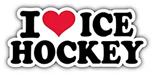 MAGNET I Love Ice Hockey Label Vinyl Magnet Bumper Refrigerator Sticker Magnet Flexible Reuseable Magnetic Vinyl 5"