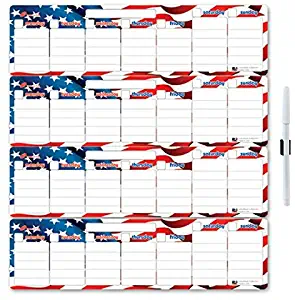US Flag: Dry Erase Magnetic Calendar, by Dream-n-Play, Dim:13.5"x14" (P220US22)