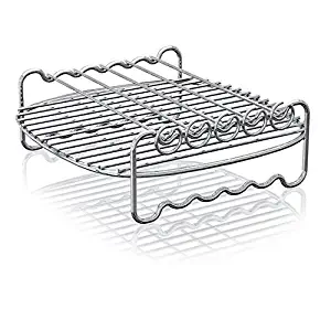 Philips Kitchen Air Philips HD9905/00 Double Layer Rack Accessory with Skewers, for XL Model Airfryers, X-Large, Silver (Renewed)