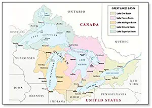 Map of the Great Lakes Basin Classic Fridge Magnet