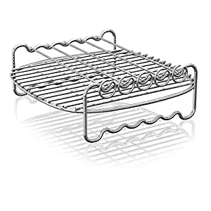 Philips Kitchen Air Philips HD9905/00 Double Layer Rack Accessory with Skewers, for XL Model Airfryers, X-Large, Silver