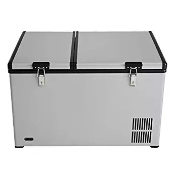 Whynter FM-901DZ 90 Quart Dual Zone Portable Fridge/Freezer with 12V Option and Wheels, Stainless Steel, One Size