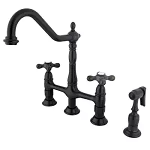 Kingston Brass KS1275AXBS Heritage 8" Kitchen Faucet with Brass Sprayer, Oil Rubbed Bronze, 8-3/4" Spout Reach