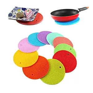 S&M TREADE-Silicone Round Trivet Table Heat Resistant Mat Cup Coaster Cushion Placemat .Pad