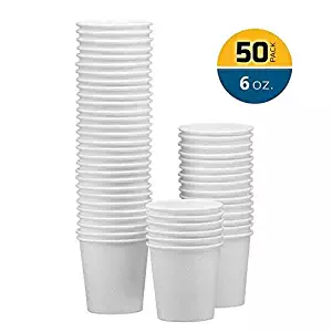 NYHI 50-Pack 6oz White Paper Disposable Cups – Hot/Cold Beverage Drinking Cup for Water, Juice, Coffee or Tea – Ideal for Water Coolers, Party, or Coffee On the Go’ (6 Ounce)