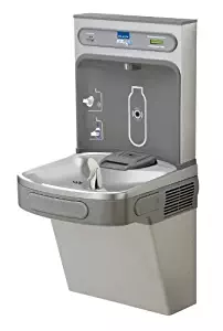 Elkay LZS8WSLK Wall Mount Drinking Fountain with Bottle Filler Station, Light Gray Granite