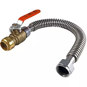 SHARKBITE/CASH ACME Sharkbite Heater Connector, Flexible Water Hose, Ball Valve, Corrugated Stainless Steel, 1/2 Inch x 3/4 Inch x 18 Inch, SS3068FLEX18BV, 1/2" X 3/4"