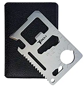 Tuncily Credit Card Survival Tool - 11 in 1 Multipurpose Beer Bottle Opener Portable Wallet Size Useful Pocket Multitool Useful Gift Idea Christmas Mens Stocking Stuffers