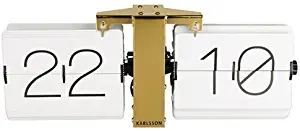 Karlsson Flip Clock No Case White, Brass Stand, Steel, 8.5 x 36 x 14 cm