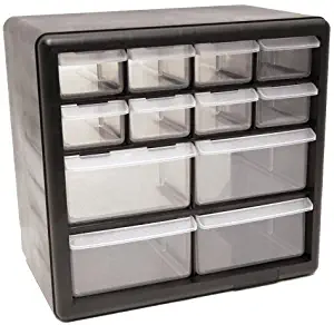 Homak 12-Drawer Parts Organizer, Black, HA01012001