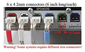 4.2mm Home Theater Speaker Wire Connectors(plugs) for select Sony Samsung YAMAHA Pioneer etc. Receiver; 6 Pieces (6 inch long/each); Color coded; Please read warnings!