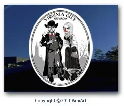 AmiArt Nevada Decal Sticker- Virginia City- Skull Skelleton Street Vibrations NV Ghost Town Vinyl Bumper Window Sticker for Car Truck Window Trailer Wall Laptop