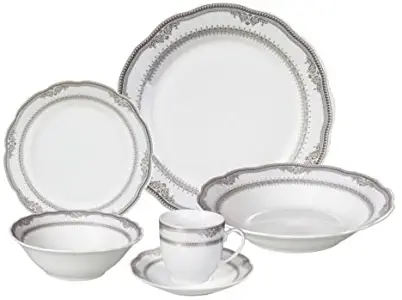 Porcelain Wavy Edge Dinnerware Set, 24 Piece Service for 4 by Lorren Home Trends: Victoria Design