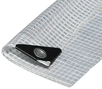 Canopies and Tarps Heavy Duty Premium Clear Poly Tarp, 8' x 10' - 3 x 3 Polyester Mesh Waterproof Fabric, 3% UV Protection