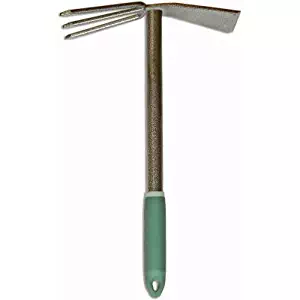 Yard Butler Terra Tiller All Steel 15” Tilling Weeding Loosening Cultivating Digging and Chopping Garden Hand Tool Three Thick Prongs And Heavy Duty Chopping Blade With Welded Handle – TT-4T