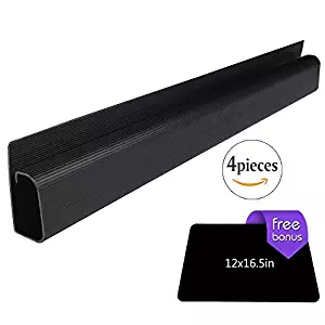 Cable Management | 4 16 Inch Pieces | Large J Channel Cable Raceway | Hardware Included | TV | Home | Office | Floor | Adhesive Wire Tray | Cable Hiding (Black)