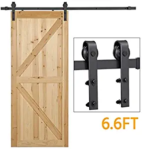 Yaheetech 6.6ft Barn Door Hardware Sliding Closet Door Track Hardware Kit - Smoothly and Quietly - Fit 1 3/8-1 3/4in Thickness Door Panel Black