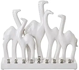 Ceramic Menorah Family Camels