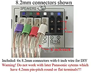 8.2mm Speaker Wire Connectors(Plugs) for Select Old Panasonic DVD/Blu-ray Home Theater Systems; 6 PCs, 6 inch/Each for DIY; Color Coded;