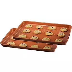 Gotham Steel Nonstick Copper Cookie Sheet and Jelly Roll Baking Pan 12" x 17" –2 PACK