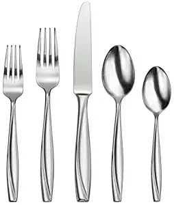 Oneida Camlynn Mirror 45 Piece Casual Flatware Set, 18/0 Stainless, Service for 8,Silver