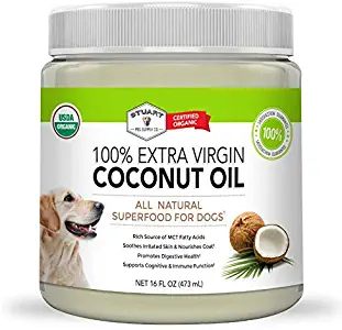 Stuart Pet Supply Coconut Oil for Dogs | Certified Organic Extra Virgin Superfood Supplement | Anti Itch & Hot Spot Treatment | For Dry Skin on Elbows & Nose | Natural Digestive Immune Support 16/29oz