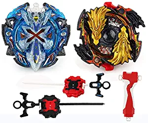 Elfnico Bey Battling Top Burst Evolution Combination 4D Series, 2pcs Speed Gyro Metal, 2 throwers Set with Launcher Blade Set(Upgraded Bey 2 Set)