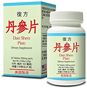 Fu Fang Dan Shen Pian Herbal Supplement Helps Cardiovascular functions and Circulatory system, Remove Blood Stasis, Chest Distress And Angina 50 Tablets 500mg/each Made In USA