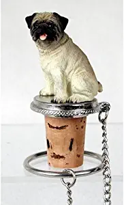 Wine Bottle Stopper - Pug (Brown/Tan) Decorative Cork - Hand Painted Dog