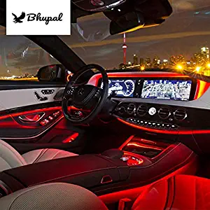 BHUPAL 6pc LED Heads with 26ft Fiber Optic Light Roll Bluetooth Phone App Controlled for Car Automotive, Home Decor Atmosphere Accent Lighting