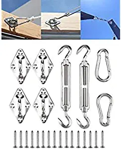 Convenience Home Shade Sail Hardware Kit for Rectangle and Square Sun Shade Sail Installation 6 Inches Silver