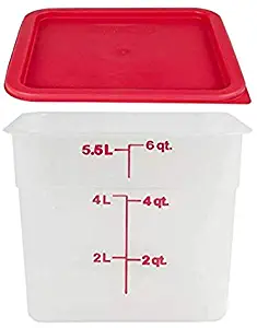 Cambro 6SFSPP190 Translucent Food Container With Lid, 6-Quart, Red