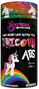 Mythical Nutrition Unicorn ABS Fat Burner, Bioperine Dandelion Root Extract Beta Alanine Caffeine Vitamin B Fueled by AMPiberry, 60 Servings