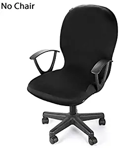 BTSKY Universal Computer Office Chair Covers, Desk Chair Cover Removable Chair Cover Stretch Rotating Chair Slipcover Cover Pure Color One Piece Style Black