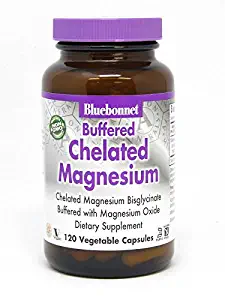 Bluebonnet Nutrition Albion Buffered Chelated Magnesium 200 mg Vegetable Capsules, Stress Relief, Vegan, Non GMO, Gluten Free, Soy Free, Milk Free, Kosher, 120 Vegetable Capsules, 2 Month Supply